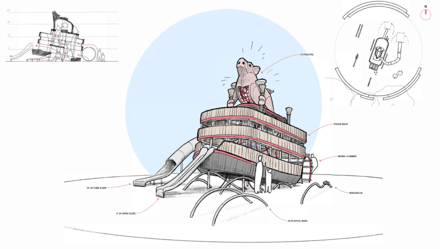 One concept sketch for the design of a new playground at Sawyer Point.