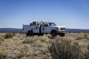 A rangeland fire protection association retrofitted truck sits near the Second Flat Fire burn scar.