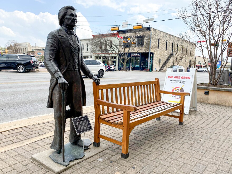 Williamson County is named for Robert M. Williamson (aka "Three-Legged Willie), a pioneer leader and veteran of the Battle of San Jacinto. A statue of Williamson stands outside the Williamson Museum on the town square in downtown Georgetown.