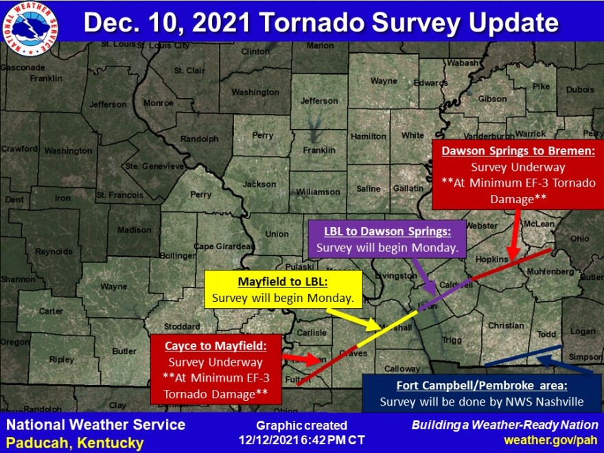 Friday night's tornado tore through western Kentucky, leaving devastation in Mayfield and surrounding communities