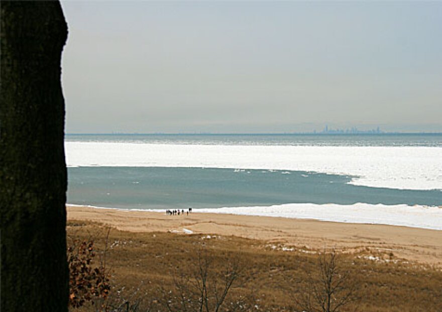 Winter view of Lake Michigan from the Indiana Dunes