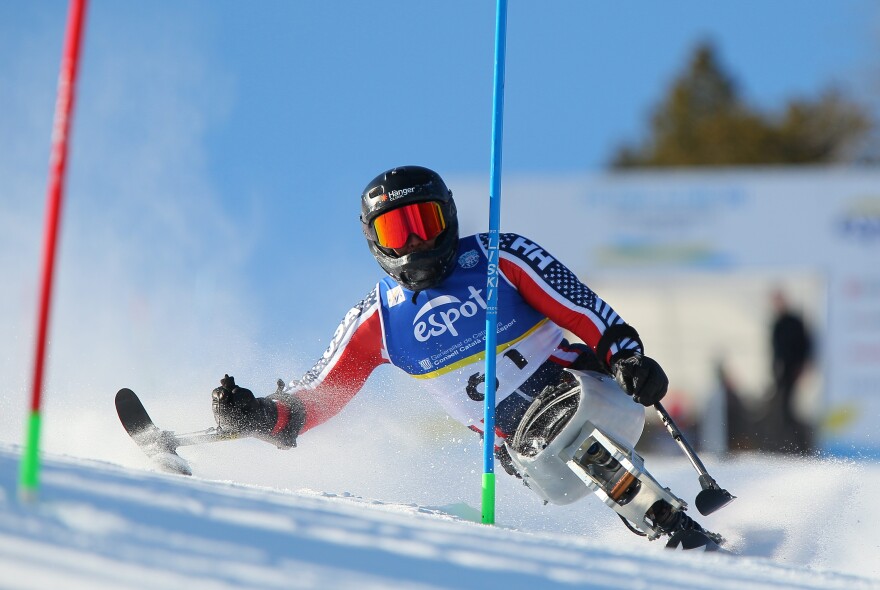 U.S. Para Alpine skier Matthew Brewer at the 2023 FIS Para Alpine Ski World Championships in Espot, Spain.
