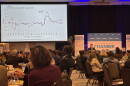 Bob McNab, economist at Old Dominion University and co-author of the newest State of the Region report, presents finding to a crowd at The Main in Norfolk Tuesday.