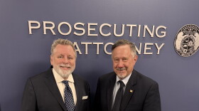 Platte County prosecutor Eric Zahnd, left, receives the Distinguished Prosecutor Award from the National District Attorneys Association in 2025. 
