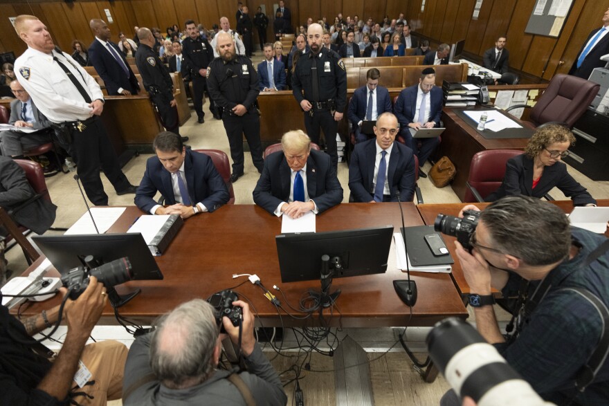 Former President Donald Trump appears at Manhattan criminal court during jury deliberations in his criminal hush money trial in New York, Thursday, May 30, 2024.