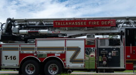 Fire truck leaving Tallahassee Fire Department Station 16