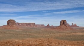 A panoramic view of Monument Valley.