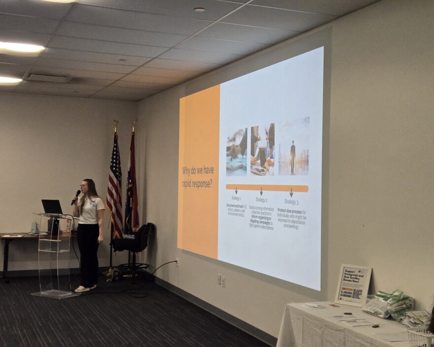 SMIA organizer Dominique Moore speaks during Saturday's training.