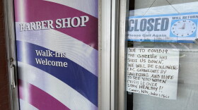 A sign on a closed barbershop in Westerville. Hair stylists are among the workers who have been waiting to apply for benefits.