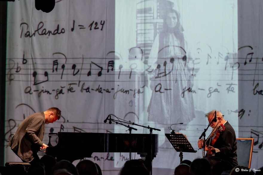 Ban and Maneri performing in their multimedia experience "Transylvanian Dances."