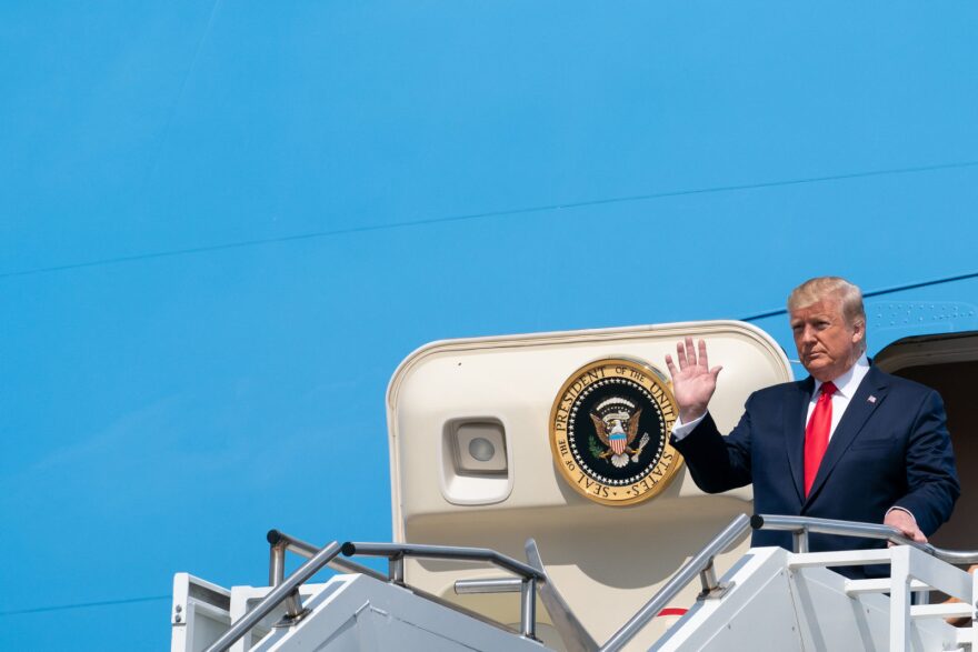 President Donald Trump arrives in Ohio to visit victims of a shooting in which a gunman killed nine people, one of two mass shootings that left more than 30 dead over the weekend. Trump is being criticized by hardline gun rights groups for saying he would support some gun control in the wake of the shootings.