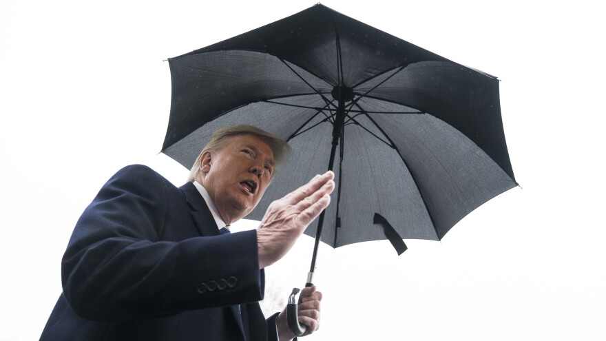 During his remarks to reporters before his departure to Norfolk, Va., President Trump said outside the White House that there was a "possibility that sometime today" there will be a two-week quarantine on parts of New York, Connecticut and New Jersey.