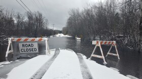 Old 8 Road near Rhinelander is blocked off due to high water levels on the Pelican River.