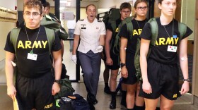 New cadets in West Point's class of 2027 arrive at the military academy for Reception Day June 26, 2023. 