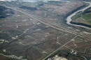 An aerial view of gas wells operating near Interstate 70.