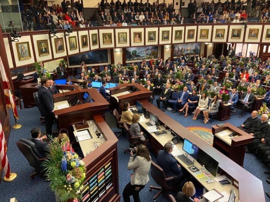 Overhead view of Florida Legislature during the 2020 session