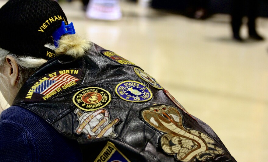 A veteran's vest at a Veterans Day ceremony at Joint Base Elmendorf-Richardson on Nov. 11, 2019. 