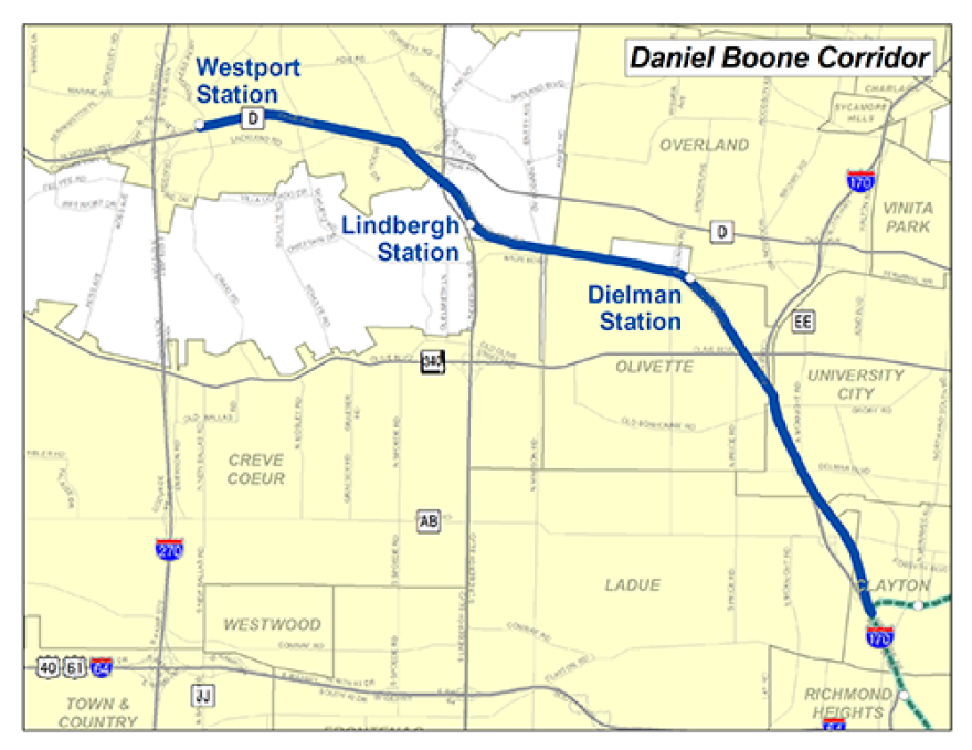 St. Louis County's western light rail option.