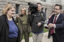 FILE - Milwaukee County Circuit Judge Hannah Dugan leaves the federal courthouse after a hearing in Milwaukee on Thursday, May 15, 2025.