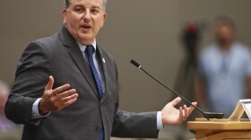 Chief Financial Officer Jimmy Patronis speaks in a Commerce Committee meeting Wednesday, March 8, 2023 at the Capitol in Tallahassee, Fla. (AP Photo/Phil Sears)