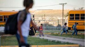  Students arrive at a middle school in El Paso on Aug. 19, 2021. In the past year, Texas Health and Human Services has spent about $3.6 billion on behavioral health services for children and adults, but Texas still ranks 51st among states and Washington, D.C., when it comes to per capita mental health spending. 