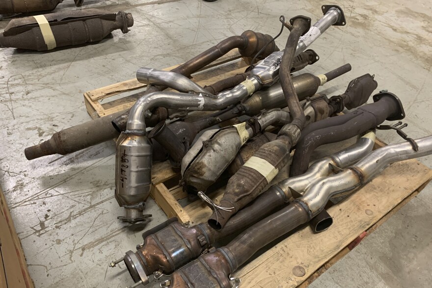 Catalytic converters are shown after being seized in Utah.