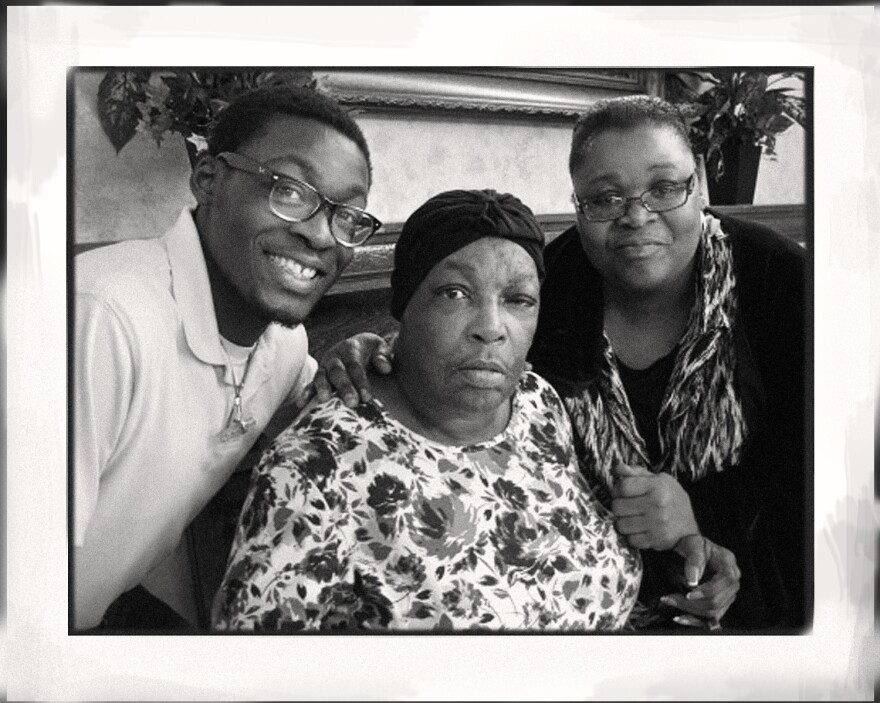 When Jim Crow laws ended, Shirley Cruel — Queen's great-niece — went back to school and became a social worker. Here, Cruel, who died at age 66 last April, is flanked by grandson Alvion Sampson and her daughter Kaye Sampson.