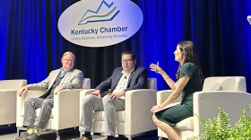 Moderator Kate Shanks with the Kentucky Chamber of Commerce speaks with Senate Majority Leader Damon Thayer and House Majority Leader Steven Rudy about their legislative priorities ahead of the 2024 legislative session.