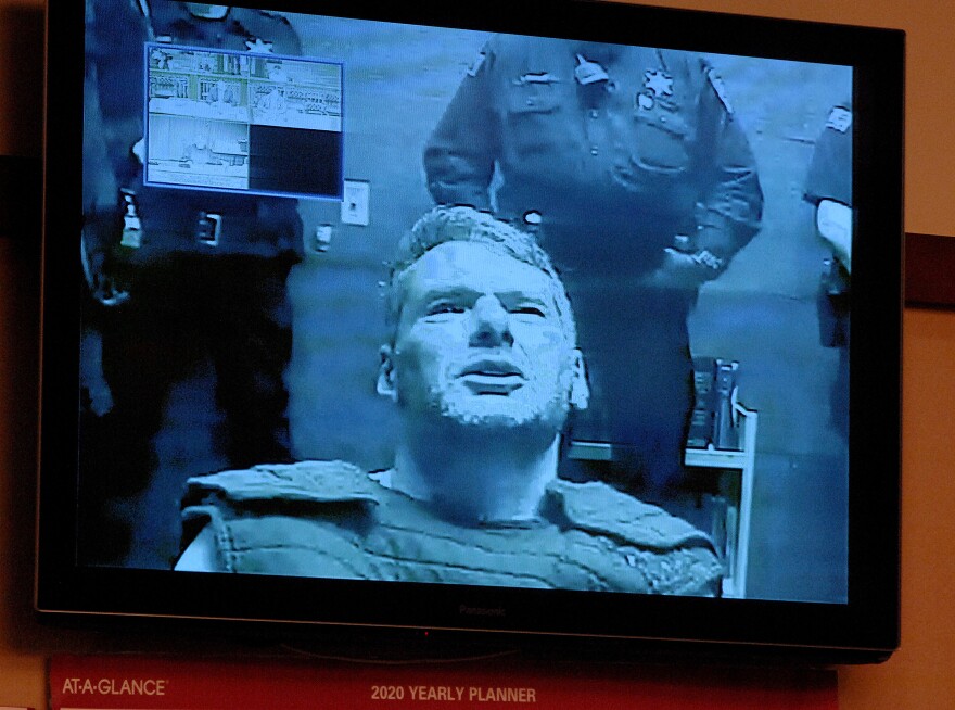 Clifford Brewer appeared on a video feed from the Livingston County jail Friday, Dec. 27, 2019, as he made his first appearance in court after being charged with six counts of murder for the Christmas Day slayings at his home in Cullom.