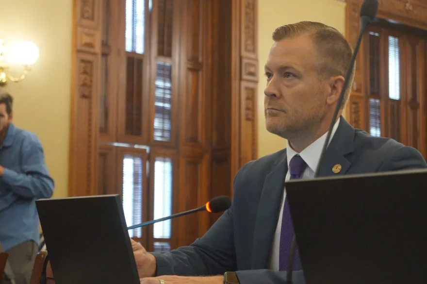 Rep. C.D. Davidsmeyer, R-Murrayville, presents a petition to investigate Rep. Carol Ammons, D-Urbana, to the House Special Investigating Committee at the Illinois Capitol on Thursday, Aug. 6, 2026.