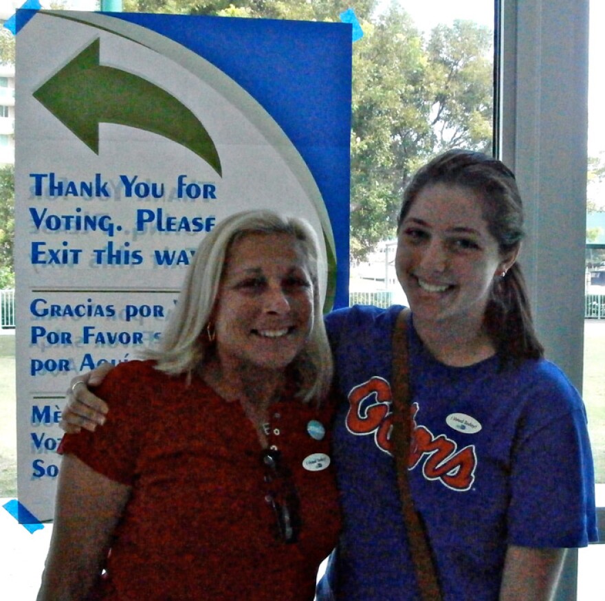 Ellen Elias and her daughter, Raya Elias-Pushett, who voted for the first time today.
