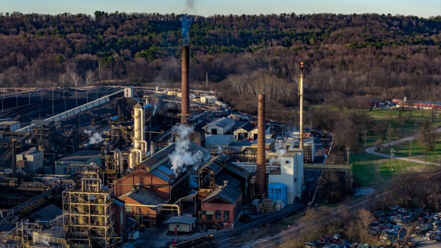 Smoke emits from the stacks of ABC Coke in Jefferson County, Alabama.