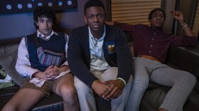 RJ Cyler, Donald Elise Watkins and Sebastian Chacon star in "Emergency." (Courtesy of Amazon Studios)