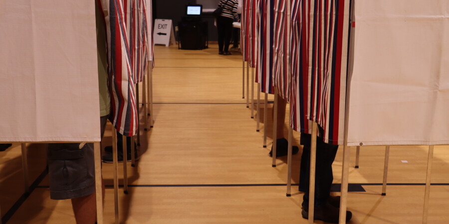 Voters marking their ballots at the polls in Epsom, New Hampshire, on Sept. 8, 2026.