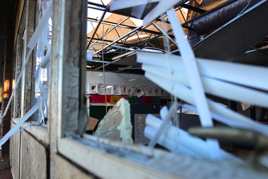 A classroom at the damaged Southgate-Rippetoe Elementary School in Moore, that took a direct hit during Wednesday's tornado.