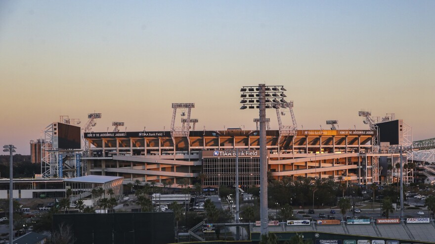 External general view of the NFL football Jacksonville Jaguars' stadium, Wednesday, Jan. 11, 2023, in Jacksonville, Florida.