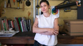 Pamela Valfer, in her home art studio in Pasadena, California. She was tested three times for covid and received a statement saying she might be responsible to pay $125 per test despite a ban on out-of-pocket costs. (Heidi de Mrco/KHN)