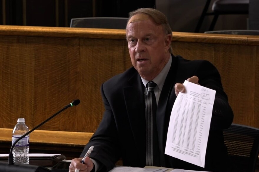 Greg Guerrettaz, financial advisor for Monroe County, addresses jail costs at the June 6th, 2025, meeting of the Long-Term Finance Committee.