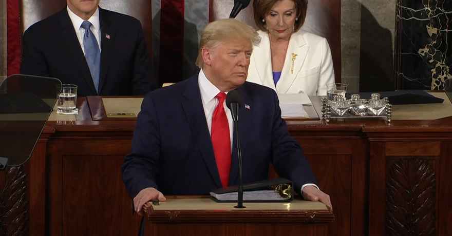 Photo of President Donald Trump giving his State of the Union address