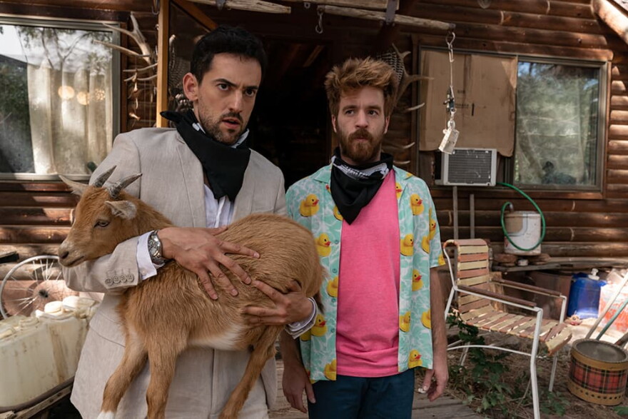 Luis Gerardo Mendez (left) stars as "Renato" and Connor Del Rio (right) stars as "Asher" in director Luke Greenfield's "Half Brothers," a Focus Features release. (John Golden Britt/Focus Features)
