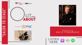 The image features a photo of Artistic Director and Conductor David Commanday of the Heartland Festival Orchestra with a quote of “Salon To Stage” as well as icons for various podcast platforms. 
