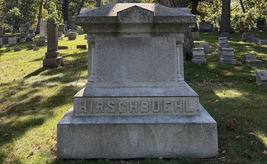 Egon Hirschbuehl’s gravestone at Forest Home Cemetery in Milwaukee.