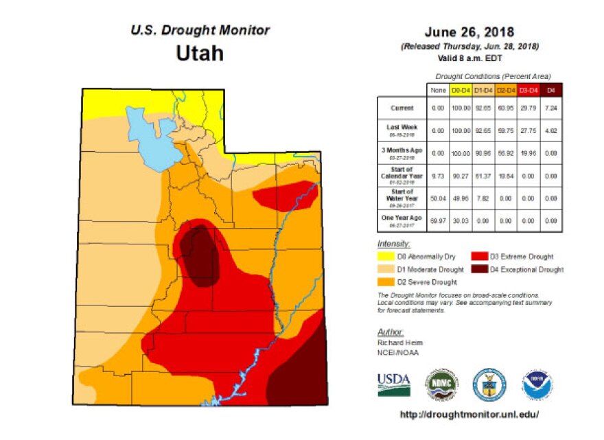 map of drought conditions in Utah.