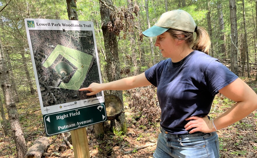 Kelly Barber of the Barnstable Land Trust conceived of and led the development of Lowell Park Woodlands Trail in 2021.