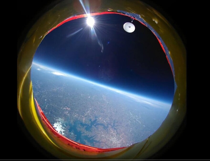 The Southwestern Community College's high-altitude balloon captures the Earth during a test run.(Southwestern Community College)
