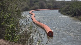 A string of buoys in the Rio Grande near Brownsville Texas.