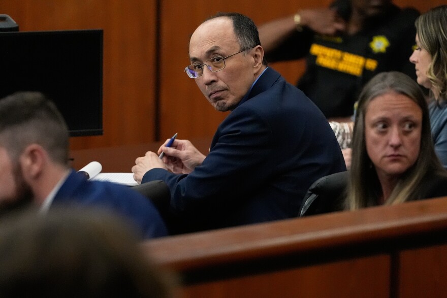 Chikei Rick Chow, a convenience store owner accused in the 2023 fatal shooting of a Black 14-year-old, appears in court during closing arguments in his murder trial, Monday, June 1, 2026, in Columbia, S.C. (AP Photo/Erik Verduzco)