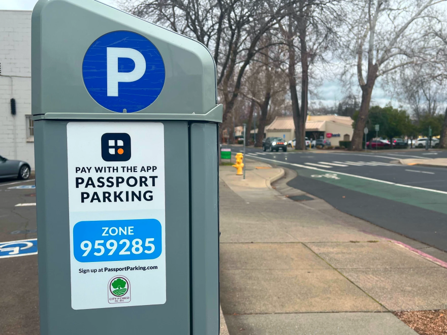 Parking kiosk located on East First Street in Chico, Calif. on February 3, 2025.