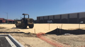 The construction site at Butler North, an expansion to Butler Plaza off Archer road. The site will feature an approximately 17,000 square foot Aldi Food Market, a discount-grocer headquartered in Germany. (WUFT News/Kiara Beard)