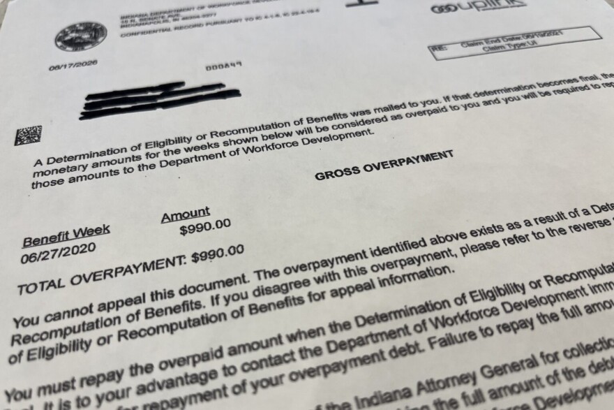 Indiana Department of Workforce Development sent more than 1,000 letters to Hoosiers about possible overpayments from the pandemic.
